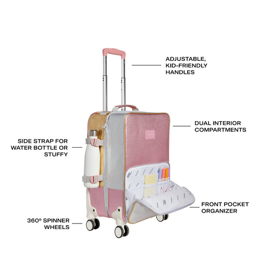 STATE Bags Logan Carry-On Suitcase Pink/Silver Side View Click to Zoom