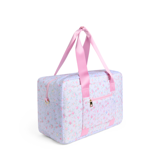 STATE x LoveShackFancy Wellington Weekender Nylon Confetti Bloom Wildflower Blue Back View Click to Zoom