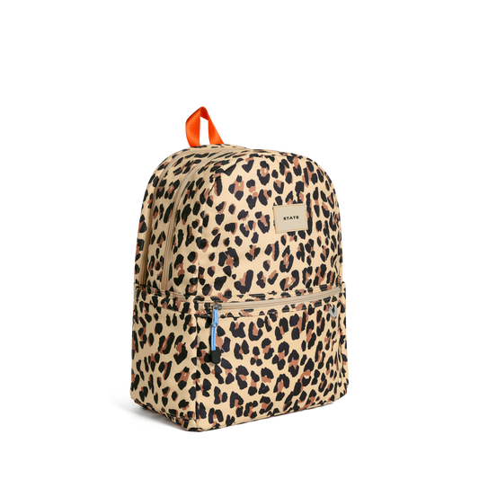 STATE Bags Kane Double Pocket Backpack Leopard Side View Click to Zoom