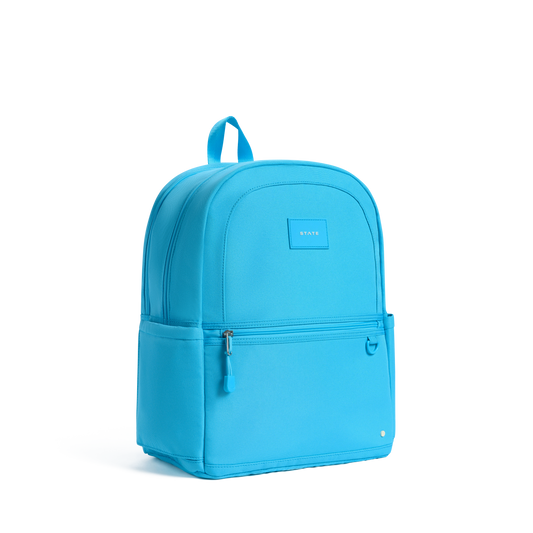 STATE Bags Kane Double Pocket Backpack Bright Blue Side View Click to Zoom