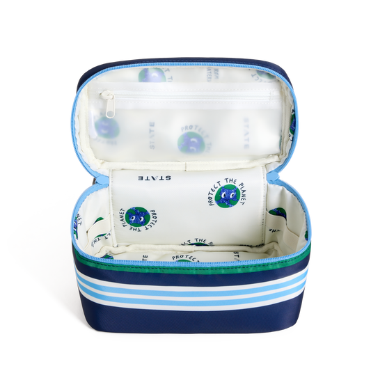 STATE Bags Kai Toiletry Kit Polo Stripe Overhead Interior View Click to Zoom