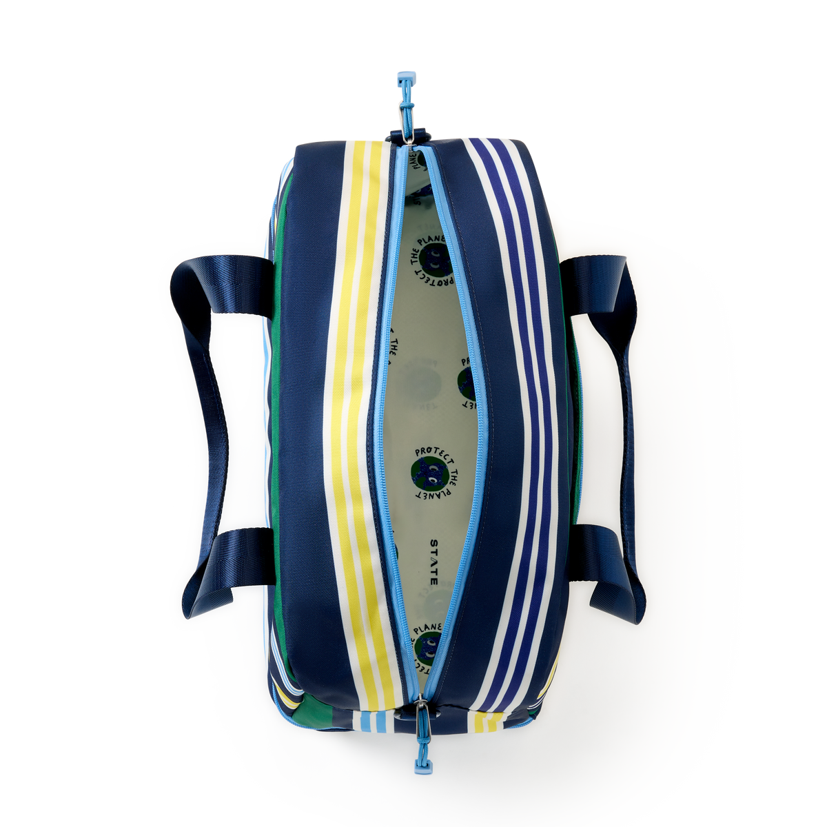 STATE Bags Wren Weekender Polo Stripe Overhead Interior View Click to Zoom