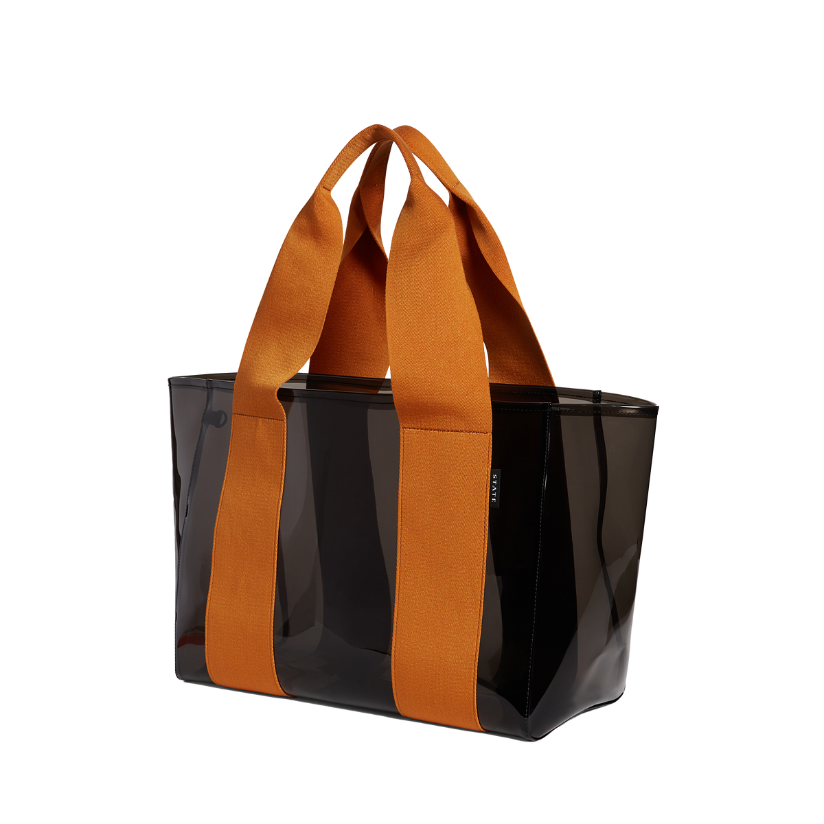 state bags Wellington cabana tote TPU black front view side angle click to zoom