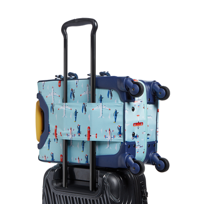 state bags mini Logan suitcase polyester airplanes back view travel sleeve slid through suitcase handle click to zoom