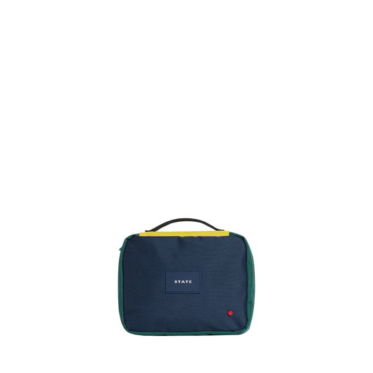 STATE bags Bensen toiletry kit polyester canvas green/navy front view click to zoom