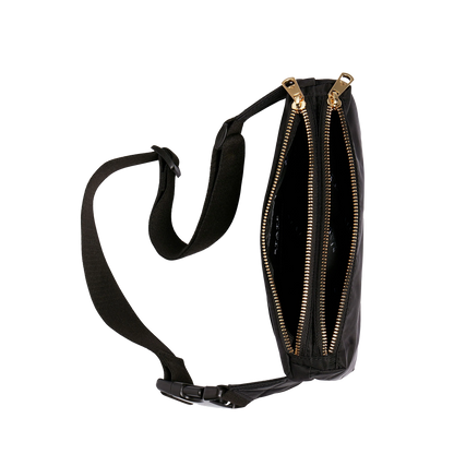 state bags lorimer fanny pack nylon black/gold interior overhead view click to zoom
