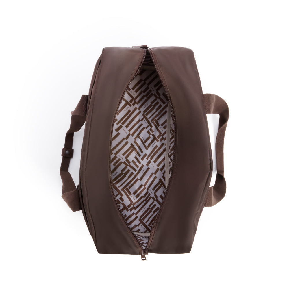 STATE Bags Wellington Weekender Brown Interior Overhead View Click to Zoom