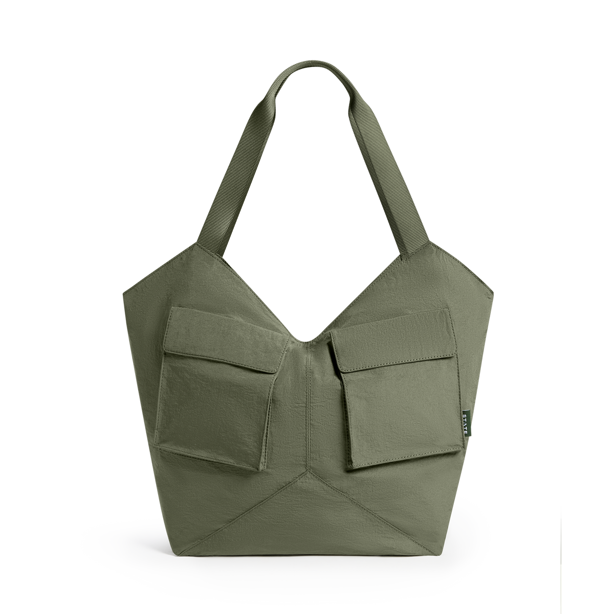 STATE Bags Beverly Tote Crinkled Nylon Olive Front View Click to Zoom