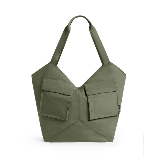 STATE Bags Beverly Tote Crinkled Nylon Olive Front View Click to Zoom