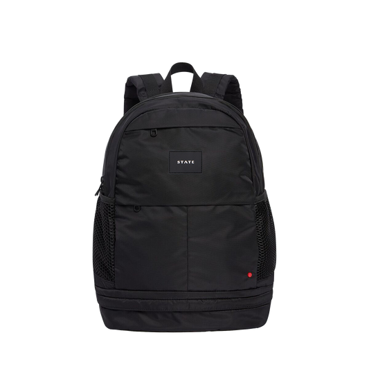 state bags Lenox with shoe pocket backpack nylon black front view click to zoom