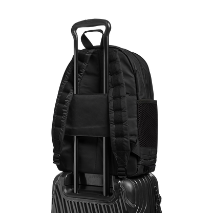 state bags Lenox with shoe pocket backpack nylon black back view travel sleeve slid through suitcase handle click to zoom