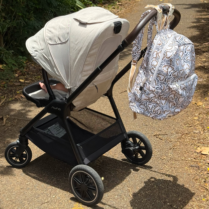 stroller with STATE x MagneticMe Lorimer Diaper Bag on