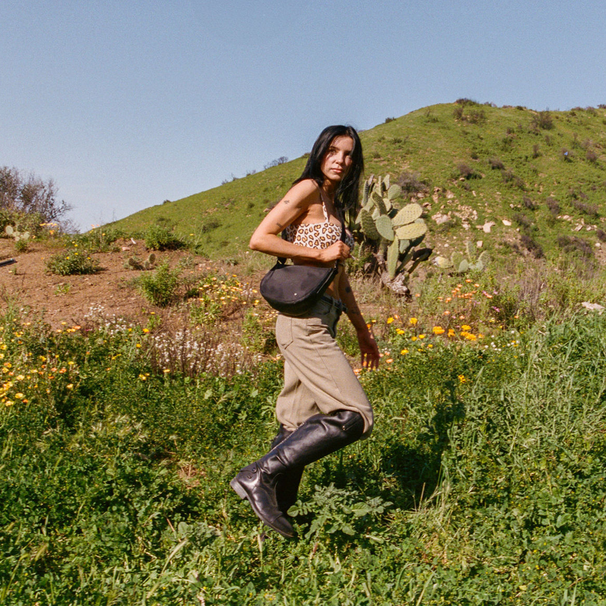woman wearing STATE Bags Luna Mini Black