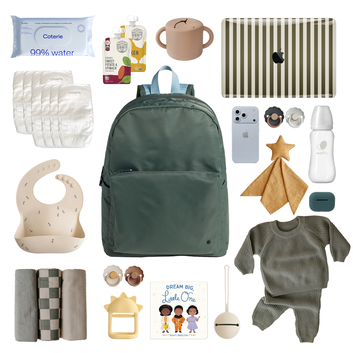 Image showing what fits inside of the state bags lorimer diaper bag