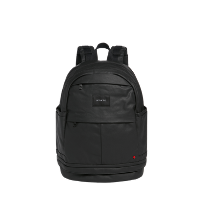 state bags lenox with shoe pocket backpack coated canvas black front view click to zoom