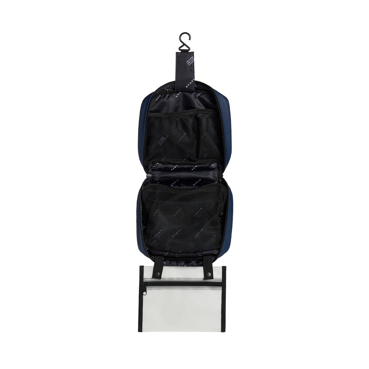 STATE bags Bensen toiletry kit water resistant navy interior view click to zoom