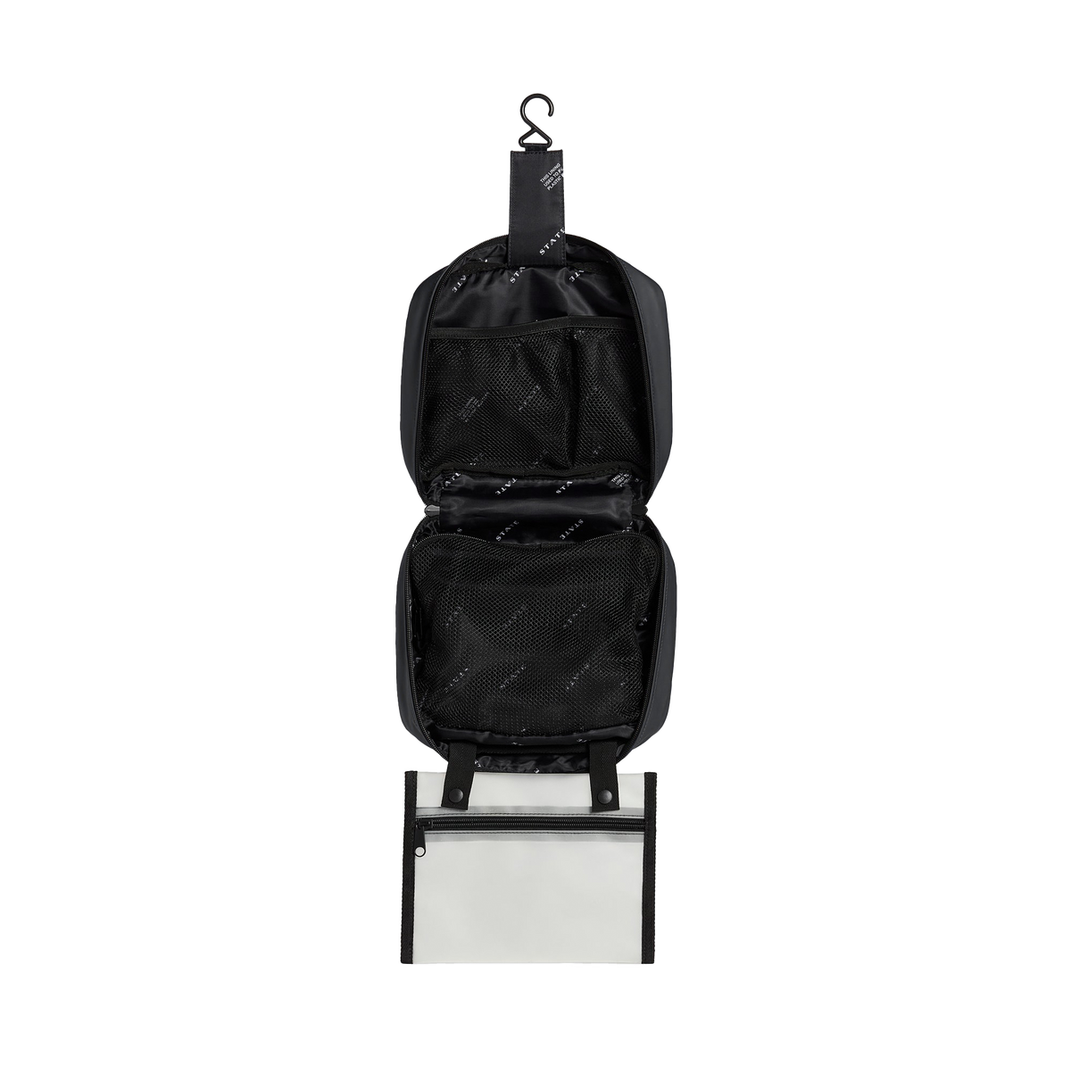 STATE bags Bensen toiletry kit water resistant black interior view click to zoom