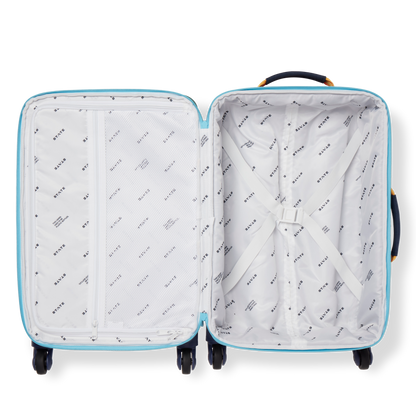 state bags Logan suitcase polyester green/navy interior overhead view click to zoom