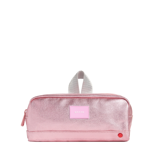 state bags clinton pencil case pink/silver front view click to zoom