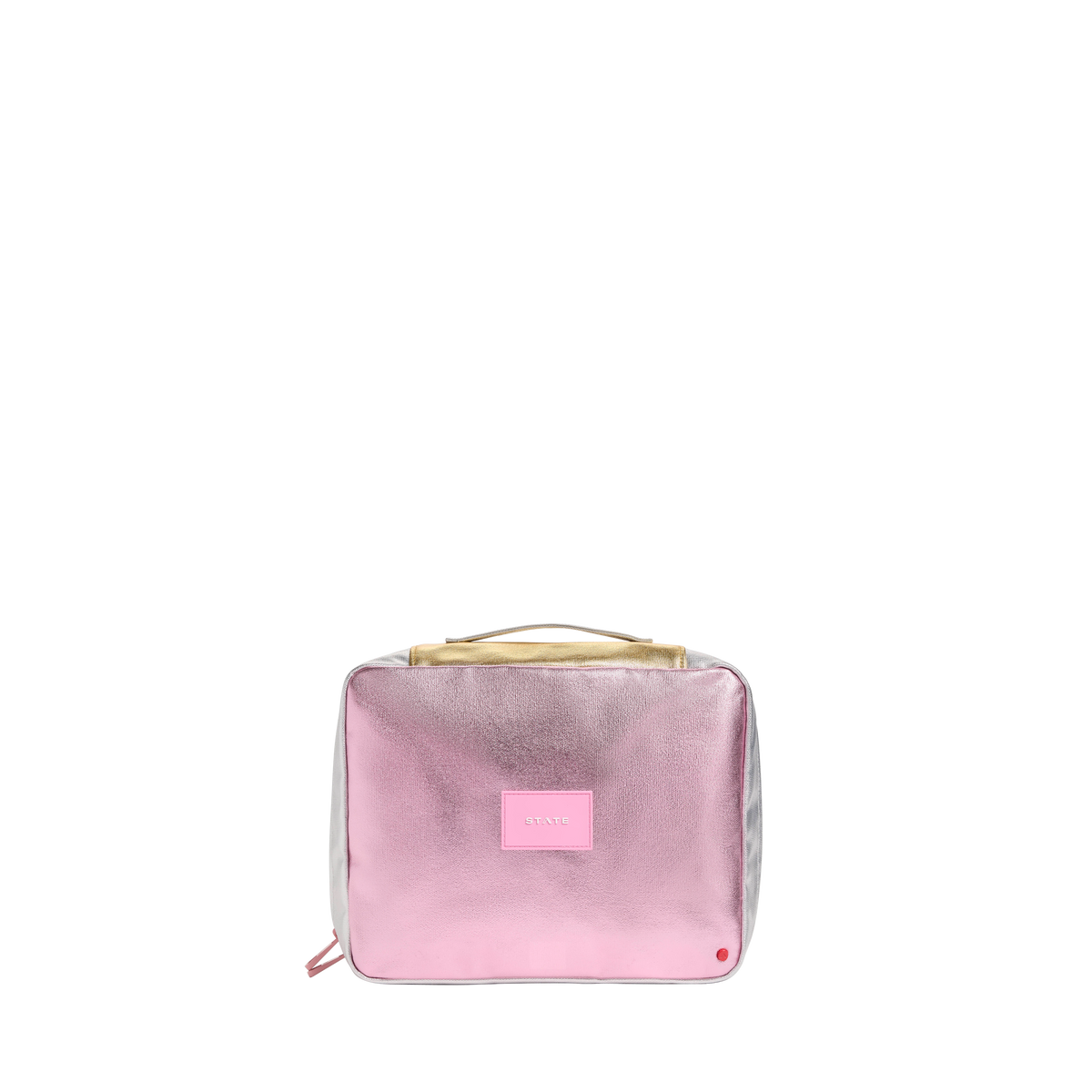 STATE Bags Bensen Toiletry Kit Large Pink/Silver Front View Click to Zoom