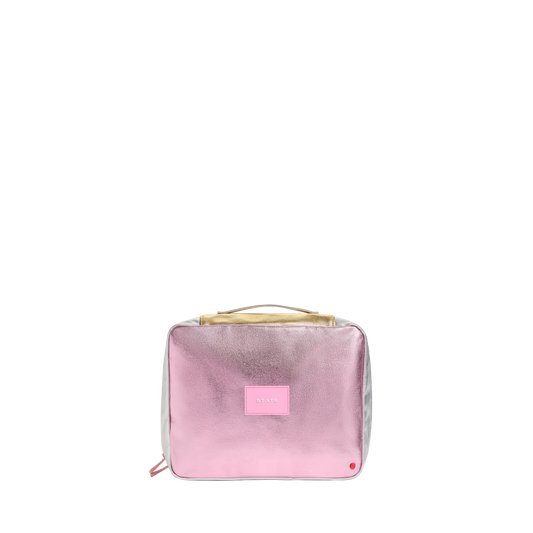 STATE Bags Bensen Toiletry Kit Large Pink/Silver Front View Click to Zoom
