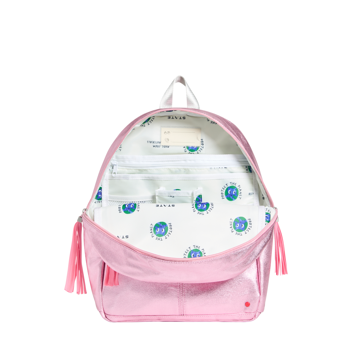 STATE Bags Kane Kids Travel Pink/Silver Interior VIew Click to Zoom