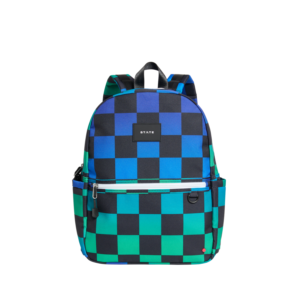 STATE Bags Kane Backpack Blue Checkerboard Front View Click to Zoom