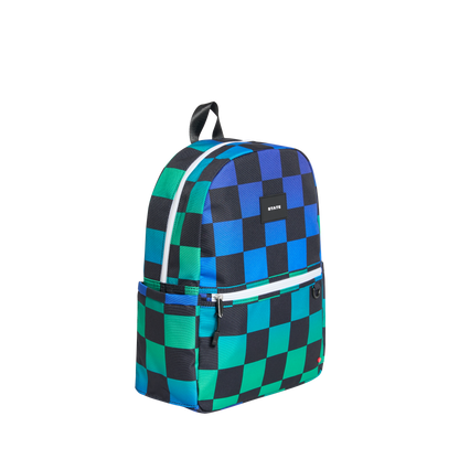 STATE Bags Kane Backpack Blue Checkerboard Side View Click to Zoom