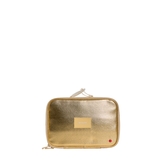 State Bags Rodgers Lunch Box Metallic Gold Front View Click to Zoom