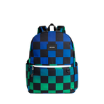 state bags kane kids double pocket backpack recycled poly canvas checkerboard blue front view click to zoom