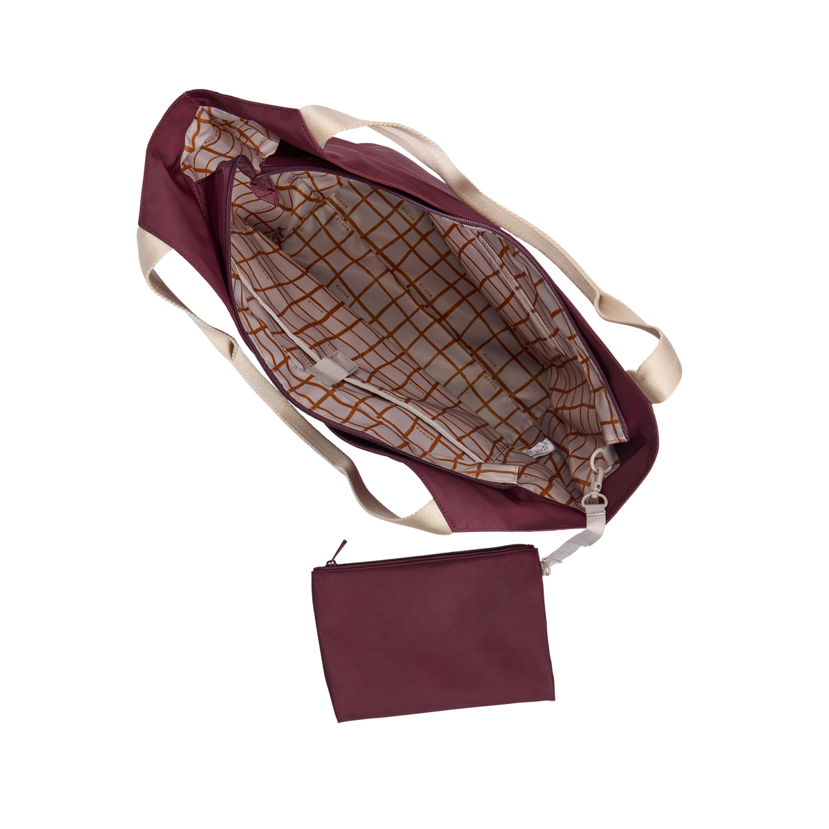STATE Bags Beverly Tote Burgundy Overhead Interior View Click to Zoom