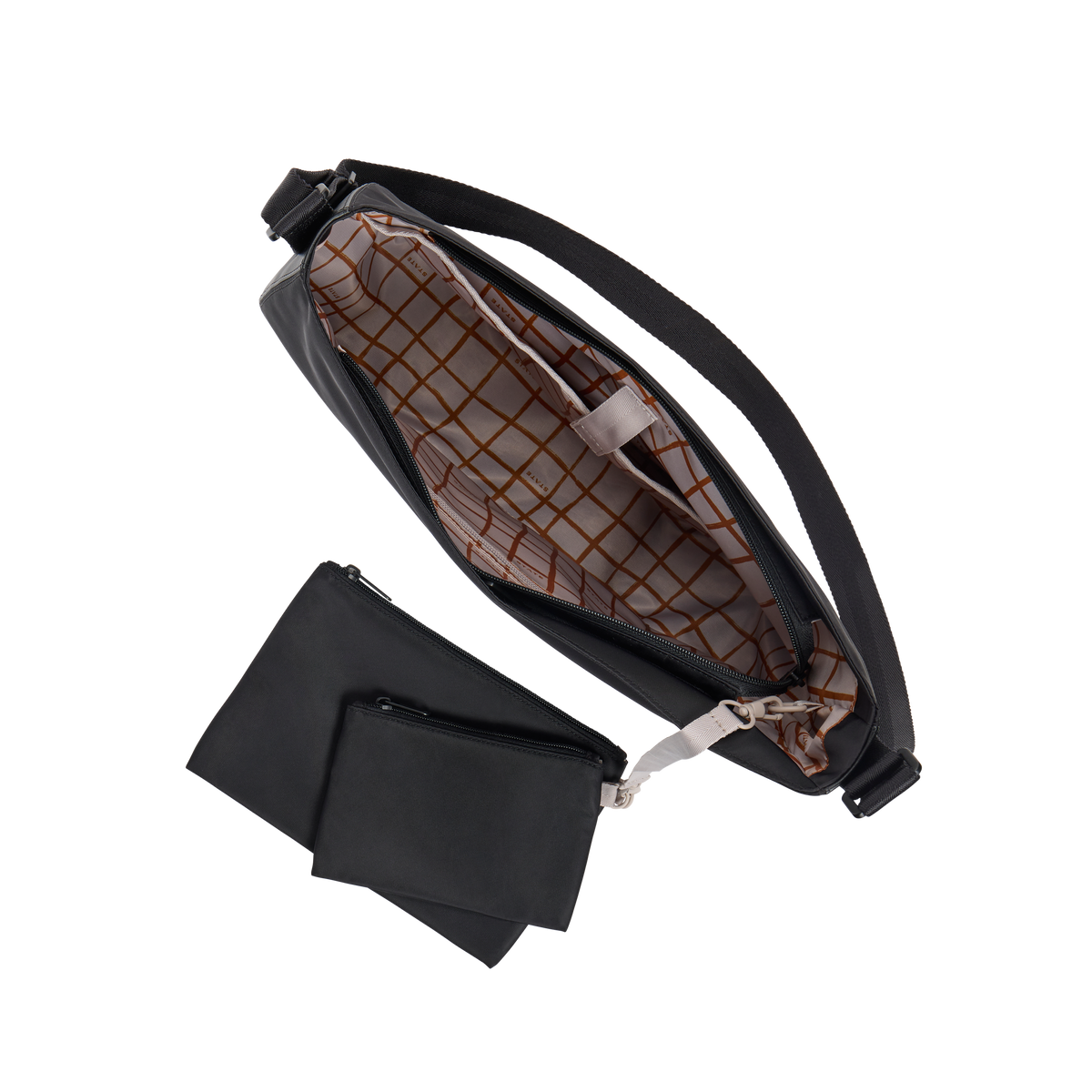 STATE Bags Luna Crossbody Black Overhead Interior View Click to Zoom