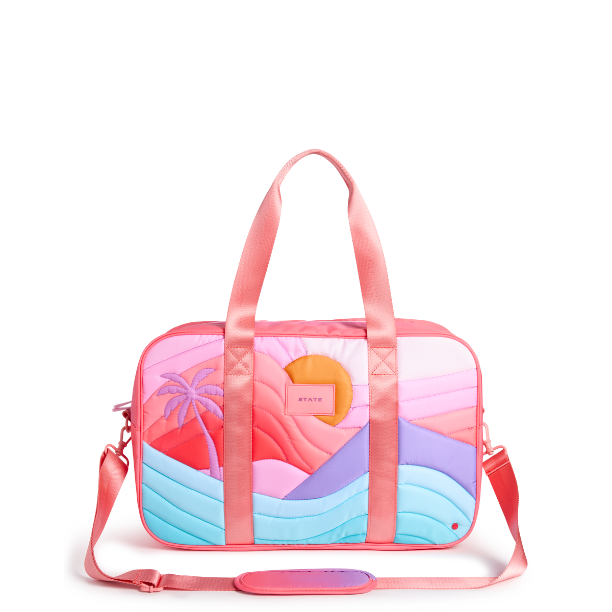 STATE Bags Rockaway Duffle Nylon Puffer Sunset Front View Click to Zoom