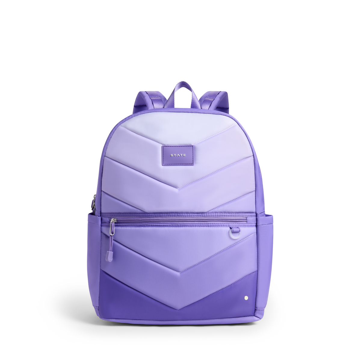 STATE Bags Kane Double Pocket Large Backpack Lilac Chevron Front View Click to Zoom