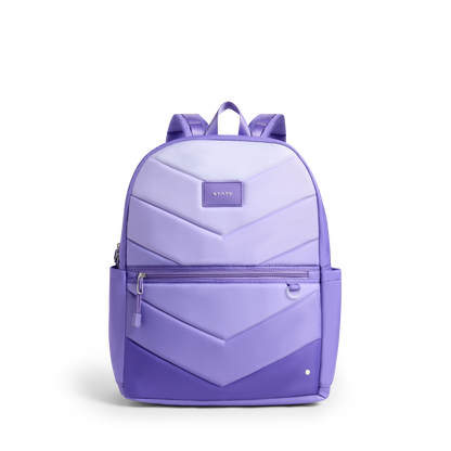 STATE Bags Kane Double Pocket Large Backpack Lilac Chevron Front View Click to Zoom