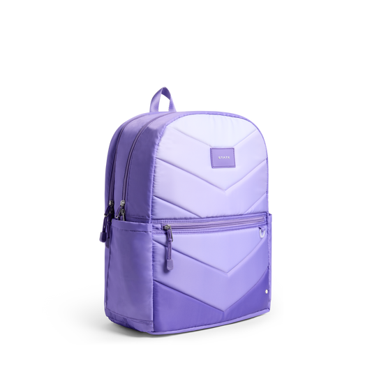 STATE Bags Kane Double Pocket Large Backpack Lilac Chevron Front View Click to Zoom