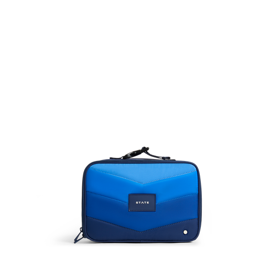 STATE Bags Rodgers Lunch Box Blue Chevron Front View Click to Zoom