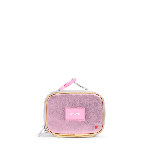 STATE Bags Mini Rodgers Snack Pack Pink/Silver Front View Click to Zoom