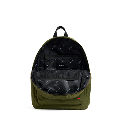 state bags lorimer backpack nylon olive interior view click to zoom