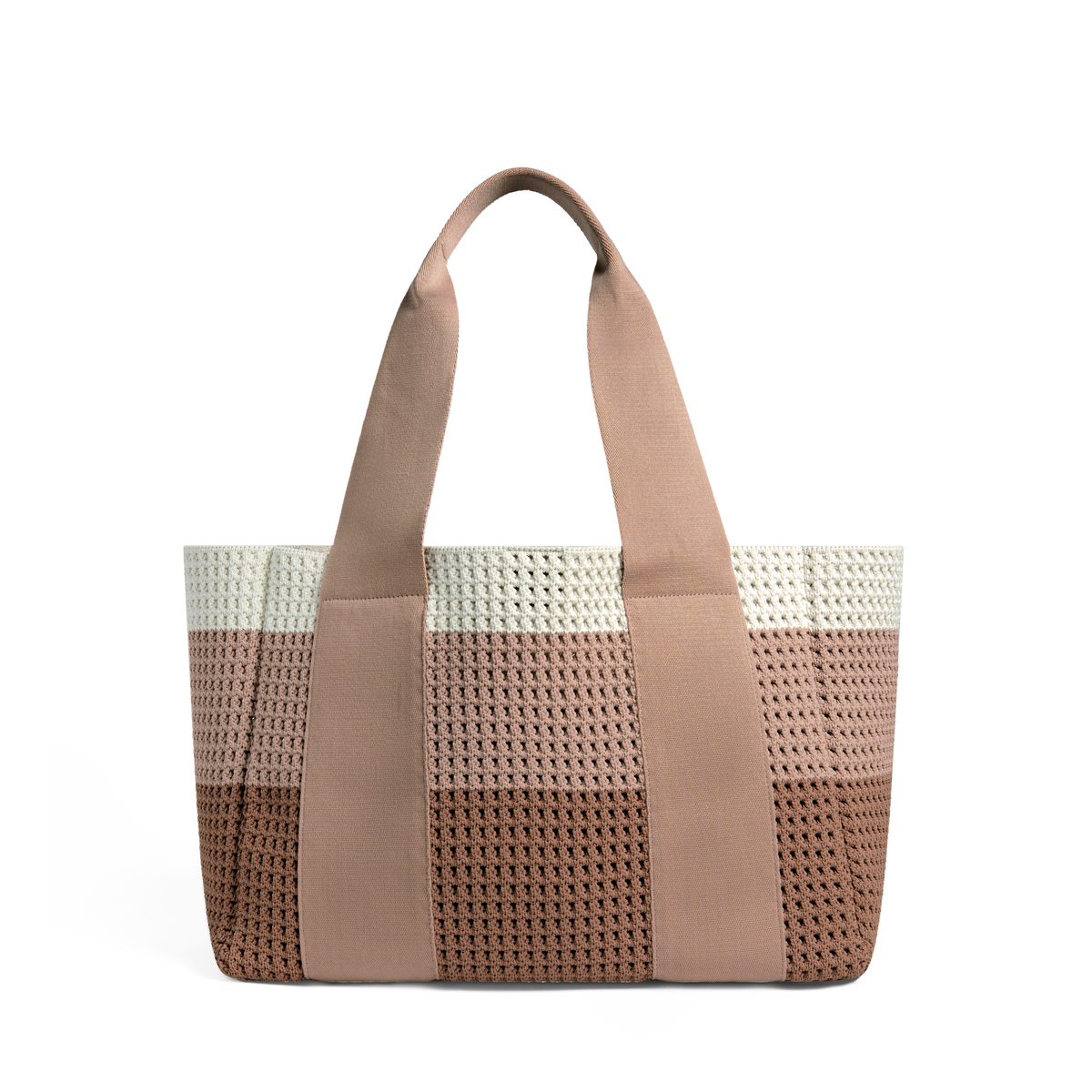 STATE Bags Wellington Cabana Tote Knit Neutral Stripe Front View Click to Zoom