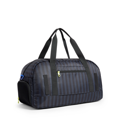STATE Bags Fenway Sports Duffle Blue Gray Striped Back View Click to Zoom