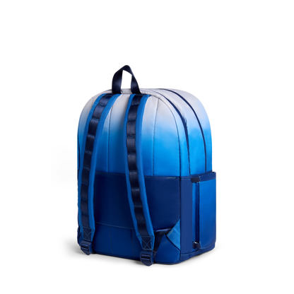 STATE Bags Kane Double Pocket Backpack Blue Gradient Diagonal Zipper Back View Click to Zoom