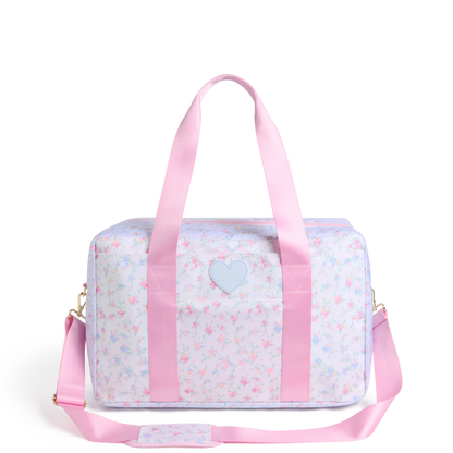 STATE x LoveShackFancy Wellington Weekender Nylon Confetti Bloom Wildflower Blue Front View Click to Zoom