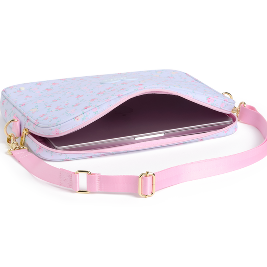 STATE x LoveShackFancy Allen Laptop Case Wildflower Blue Interior view click to zoom