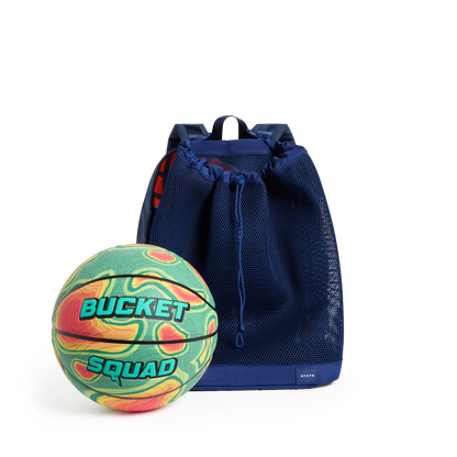 STATE Bags Kane Ball Bag Navy Front View on Backpack Click to Zoom