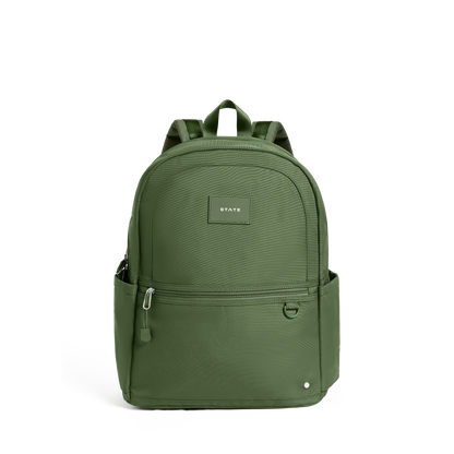 STATE Bags Kane Double Pocket Backpack Olive Front View Click to Zoom