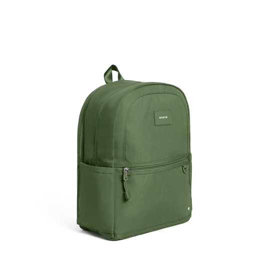 STATE Bags Kane Double Pocket Backpack Olive Side View Click to Zoom
