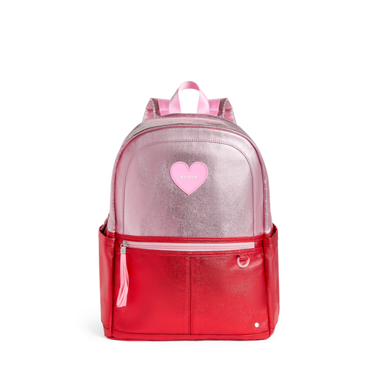 STATE Bags Kane Double Pocket Backpack Pink / Red Colorblock front view click to zoom