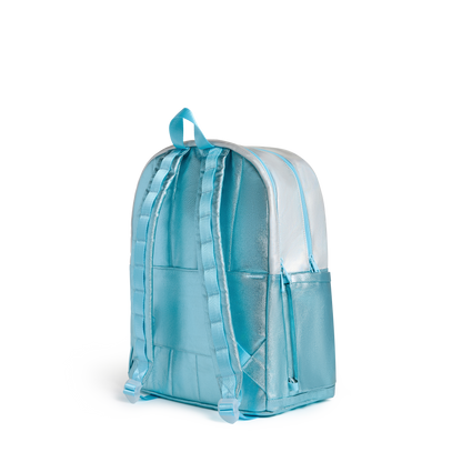 STATE Bags Kane Double Pocket Large Backpack Blue Iridescent Back View Click to Zoom