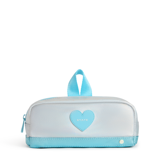 STATE Bags Clinton Pencil Case Blue Iridescent Front View Click to Zoom